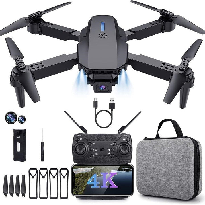 E88 Pro Drone with 4K Camera WiFi FPV 1080P HD Dual Foldable RC Drone Without Brushless Motor