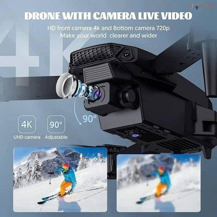 E88 Pro Drone with 4K Camera WiFi FPV 1080P HD Dual Foldable RC Drone Without Brushless Motor